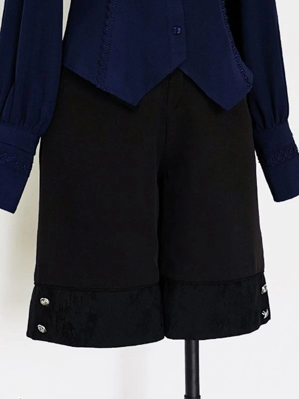 Gothic Lolita Bloomers Ouji Style Metal Details Straight Black Lolita Shorts - Image 6