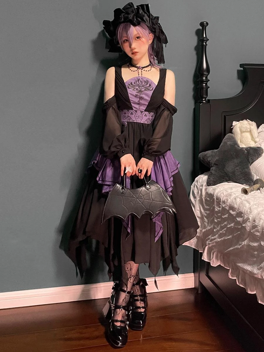Chinese Style Lolita Dress Chains Sleeveless Polyester Chinese Style Two-Tone Black Chinese Style Lolita - Image 3