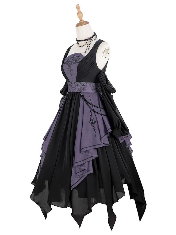 Chinese Style Lolita Dress Chains Sleeveless Polyester Chinese Style Two-Tone Black Chinese Style Lolita - Image 8