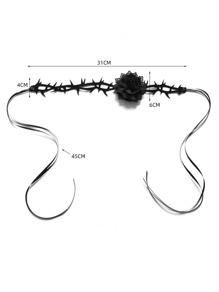 Gothic Lolita Accessories Black Flowers Polyester Choker Miscellaneous - Image 6