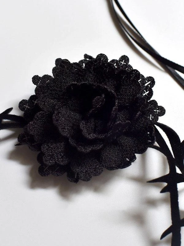 Gothic Lolita Accessories Black Flowers Polyester Choker Miscellaneous - Image 5