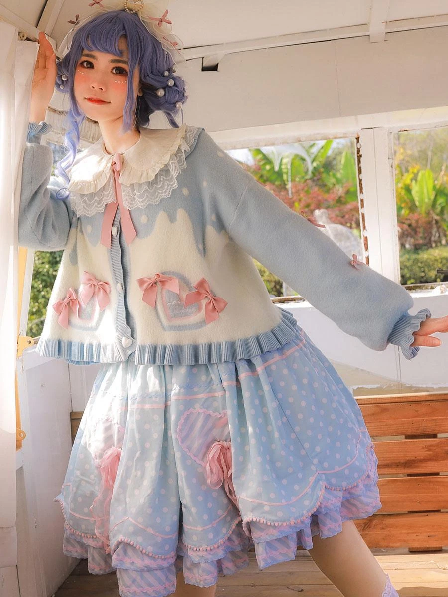 Sweet Lolita Coats Black Ruffles Bows Polyester Overcoat Coat Winter Lolita Outwears - Image 4