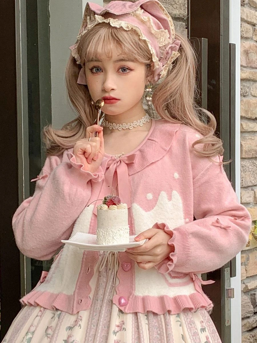 Sweet Lolita Coats Black Ruffles Bows Polyester Overcoat Coat Winter Lolita Outwears