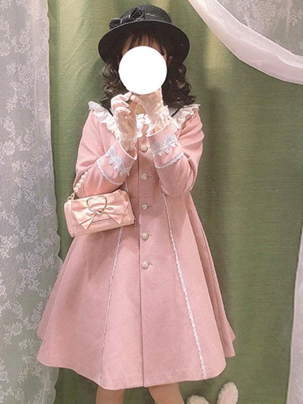 Sweet Lolita Coats Teal Coat Ruffles Bows Overcoat Polyester Fall Lolita Outwears - Image 8