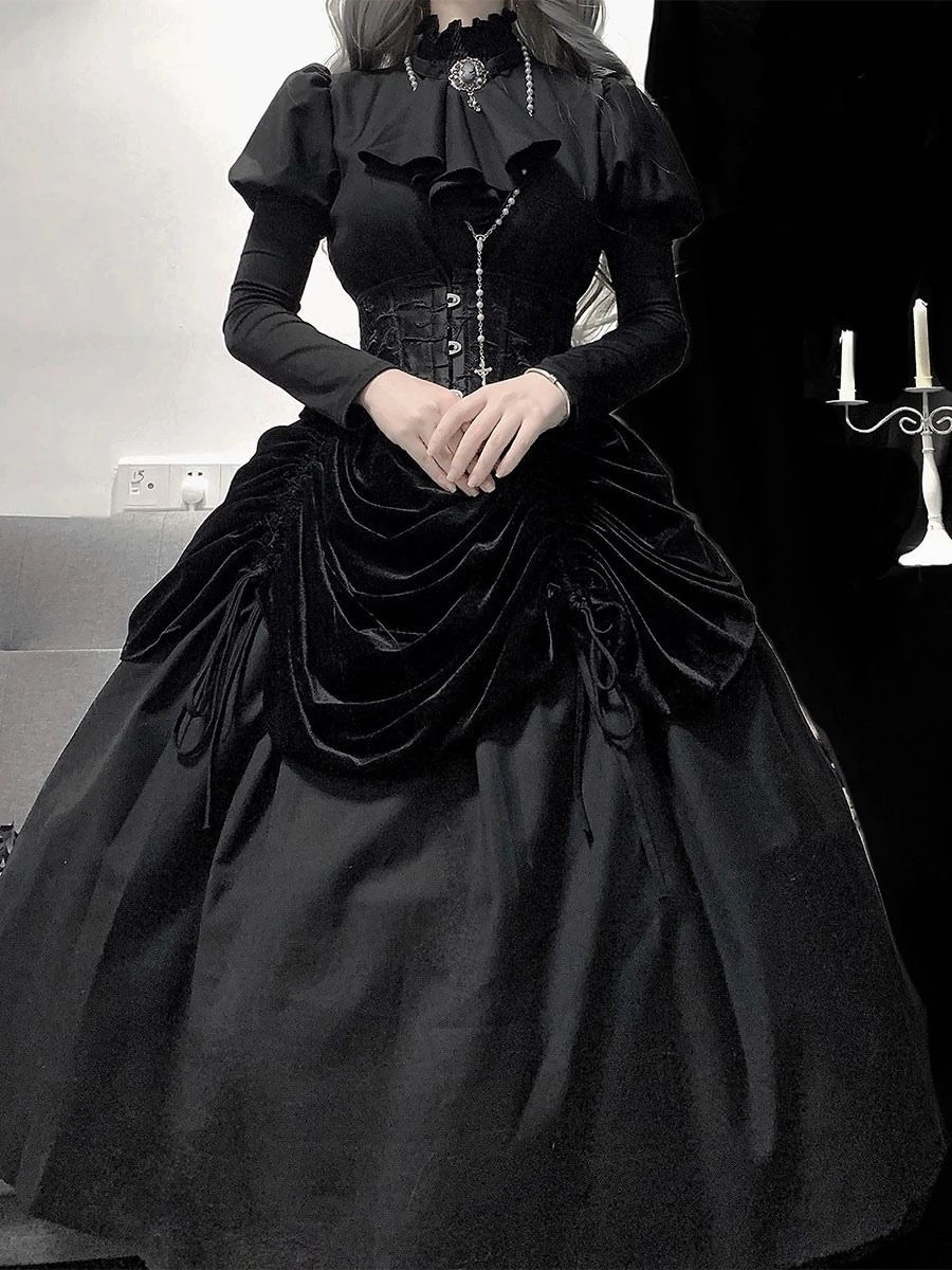 Gothic Lolita Dresses Ruffles Black - Image 2