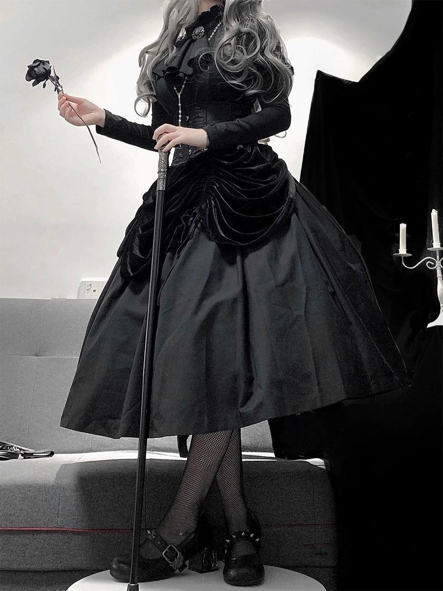 Gothic Lolita Dresses Ruffles Black - Image 4