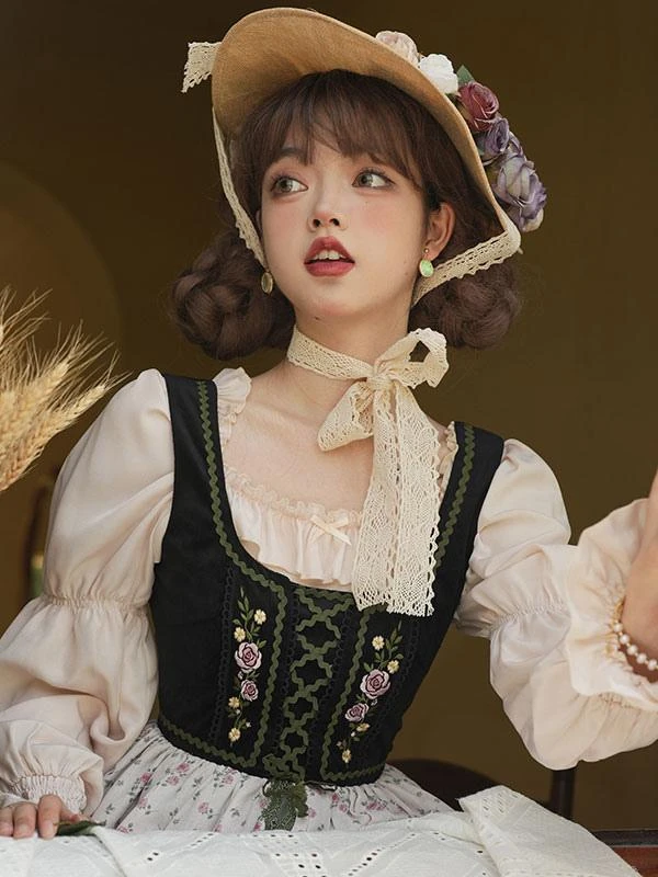 Sweet Lolita Blouses Lolita Top Ruffles Long Sleeves Blouse Ecru White Lolita Shirt