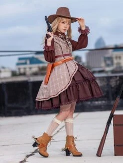 Classical Lolita Dress Polyester Sleeveless Coffee Brown Lolita Dresses