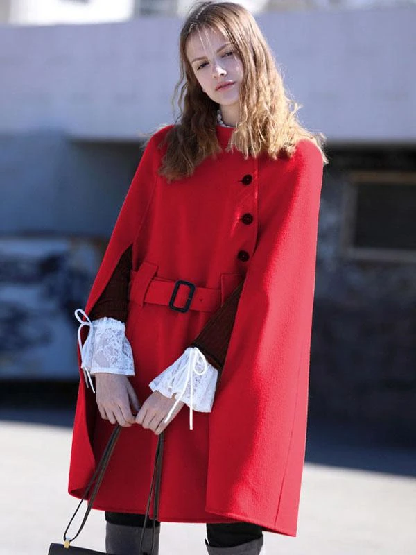 Poncho Coat 100% Wool Cape Women's Winter Outerwear 2024 - Image 8