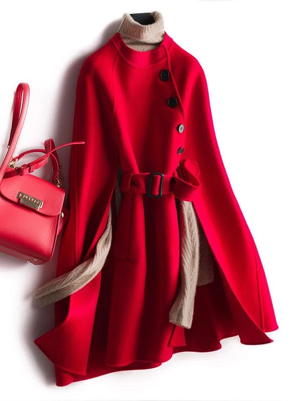 Poncho Coat 100% Wool Cape Women's Winter Outerwear 2024 - Image 10