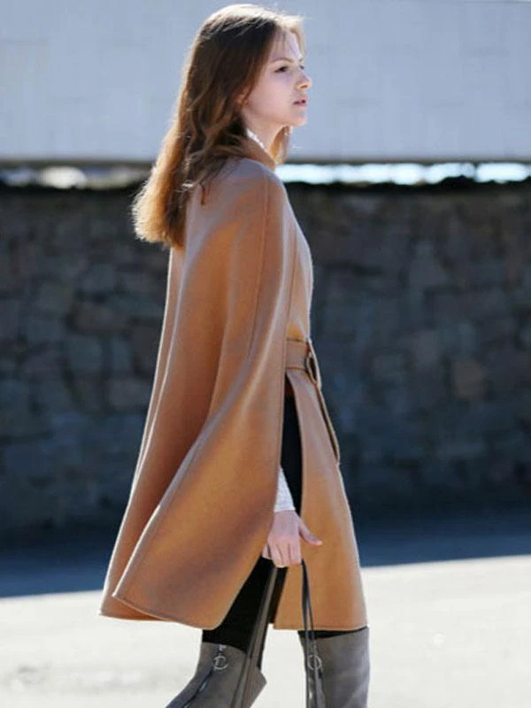 Poncho Coat 100% Wool Cape Women's Winter Outerwear 2024 - Image 6