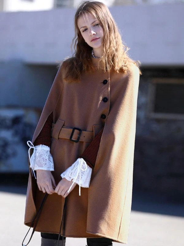 Poncho Coat 100% Wool Cape Women's Winter Outerwear 2024 - Image 7