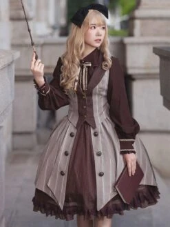 Academic Lolita Coats Coffee Brown Infanta Polyester Top Top Summer Lolita Outwears