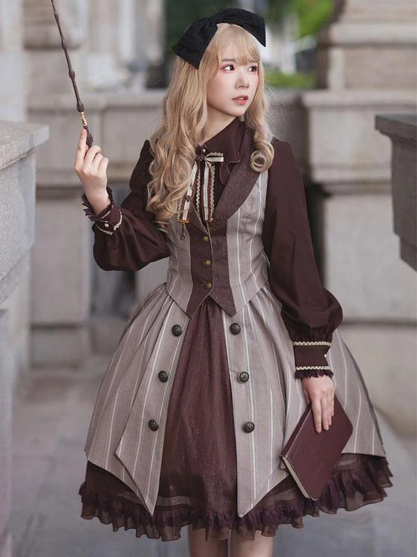 Academic Lolita Coats Coffee Brown Infanta Polyester Top Top Summer Lolita Outwears