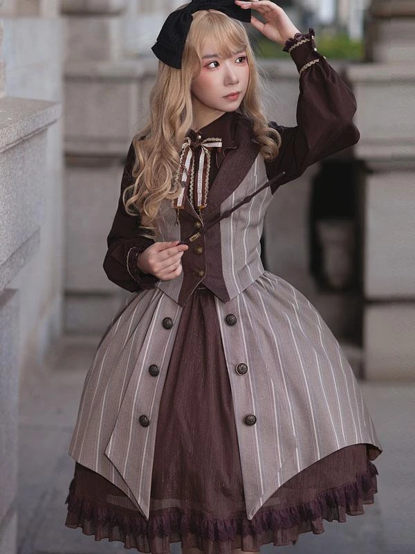 Academic Lolita Coats Coffee Brown Infanta Polyester Top Top Summer Lolita Outwears - Image 2
