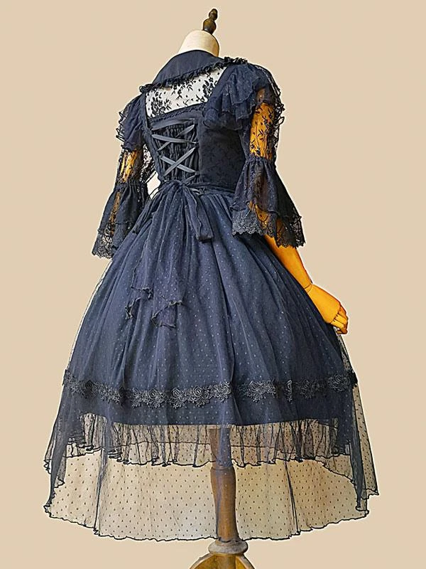 Gothic Lolita Dresses Lace Burgundy Black - Image 9