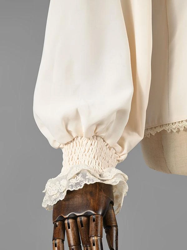 Classic Lolita Blouses Lolita Top Ecru White Long Sleeves Lace Ruffles Lolita Shirt - Image 4