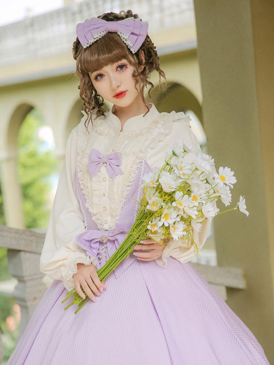 Classic Lolita Blouses Lolita Top Ecru White Long Sleeves Lace Ruffles Lolita Shirt - Image 8