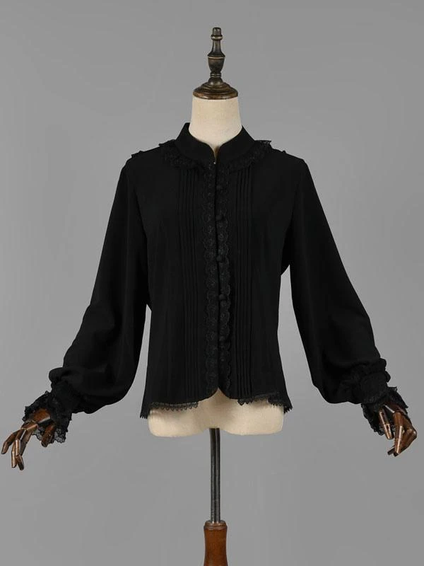 Classic Lolita Blouses Lolita Top Ecru White Long Sleeves Lace Ruffles Lolita Shirt - Image 7