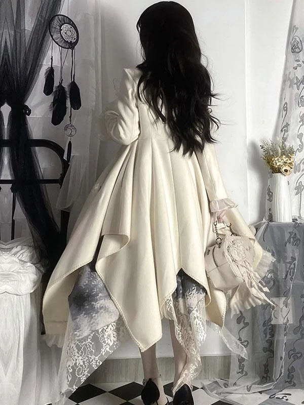 Gothic Lolita Coats Black Ruffles Polyester Overcoat Coat Fall Lolita Outwears - Image 3