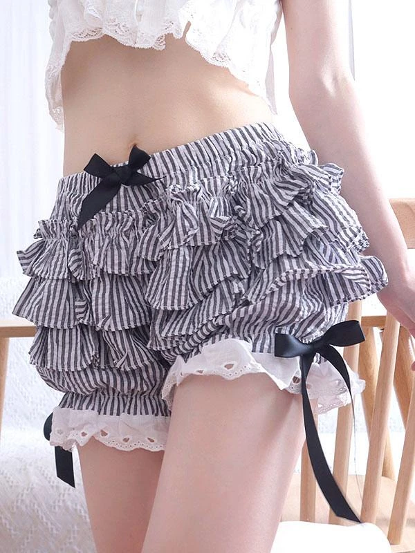 Sweet Lolita Bloomers Ruffles Loose Black Lolita Shorts