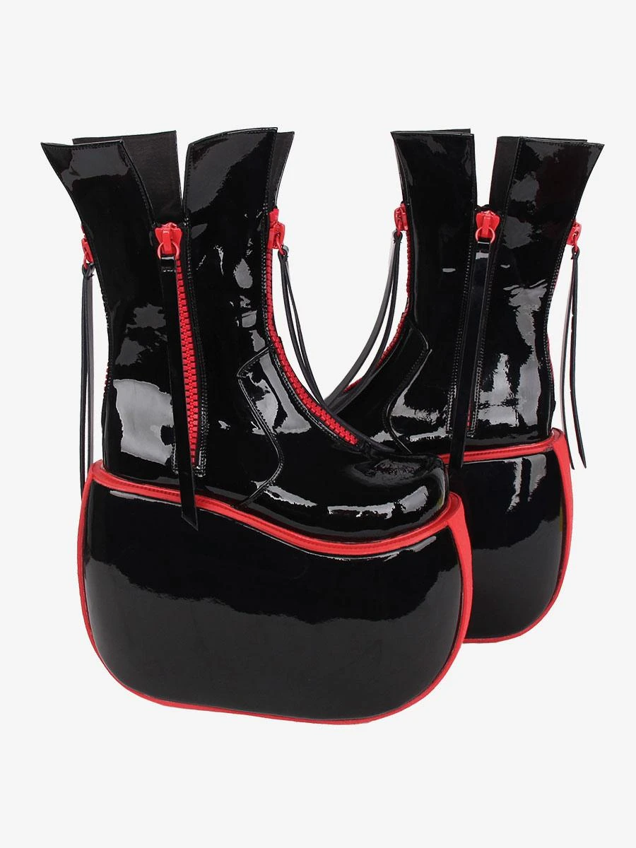 Gothic Lolita Boots PU Leather Round Toe Black Lolita Footwear - Image 5