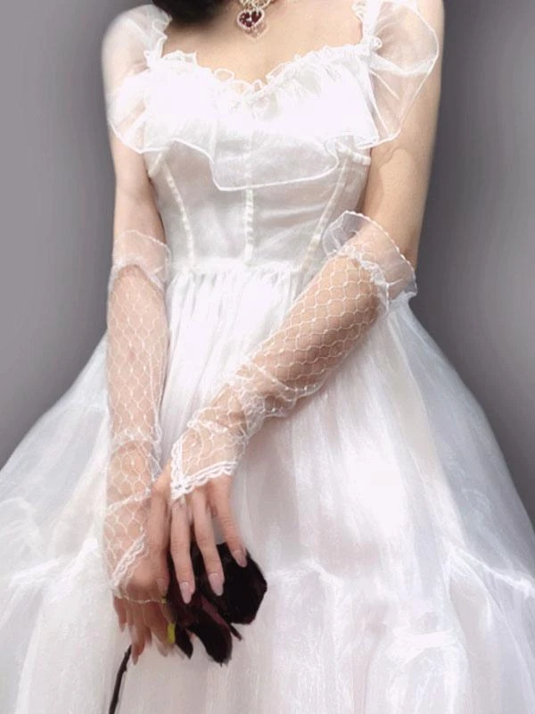 Sweet Lolita Accessories White Ruffles Oversleeves Polyester Miscellaneous