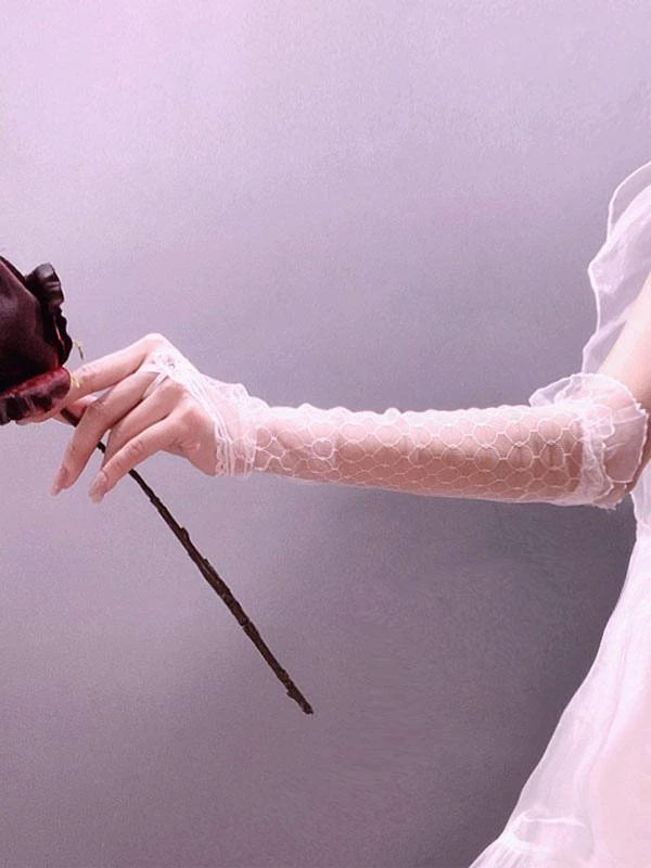 Sweet Lolita Accessories White Ruffles Oversleeves Polyester Miscellaneous - Image 4