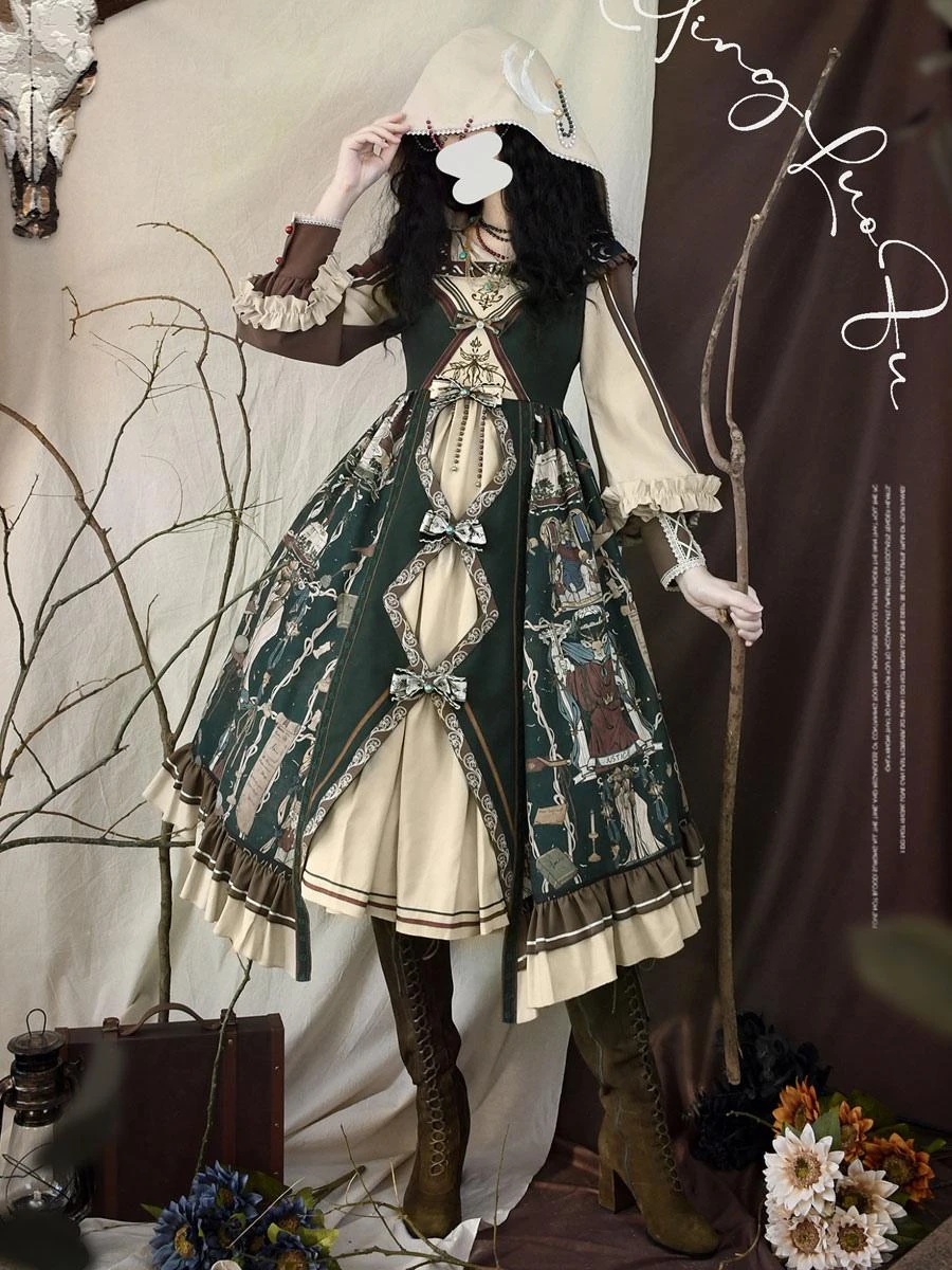 Gothic Lolita Outfits Dark Green Skeleton Long Sleeves Accessory - Image 2