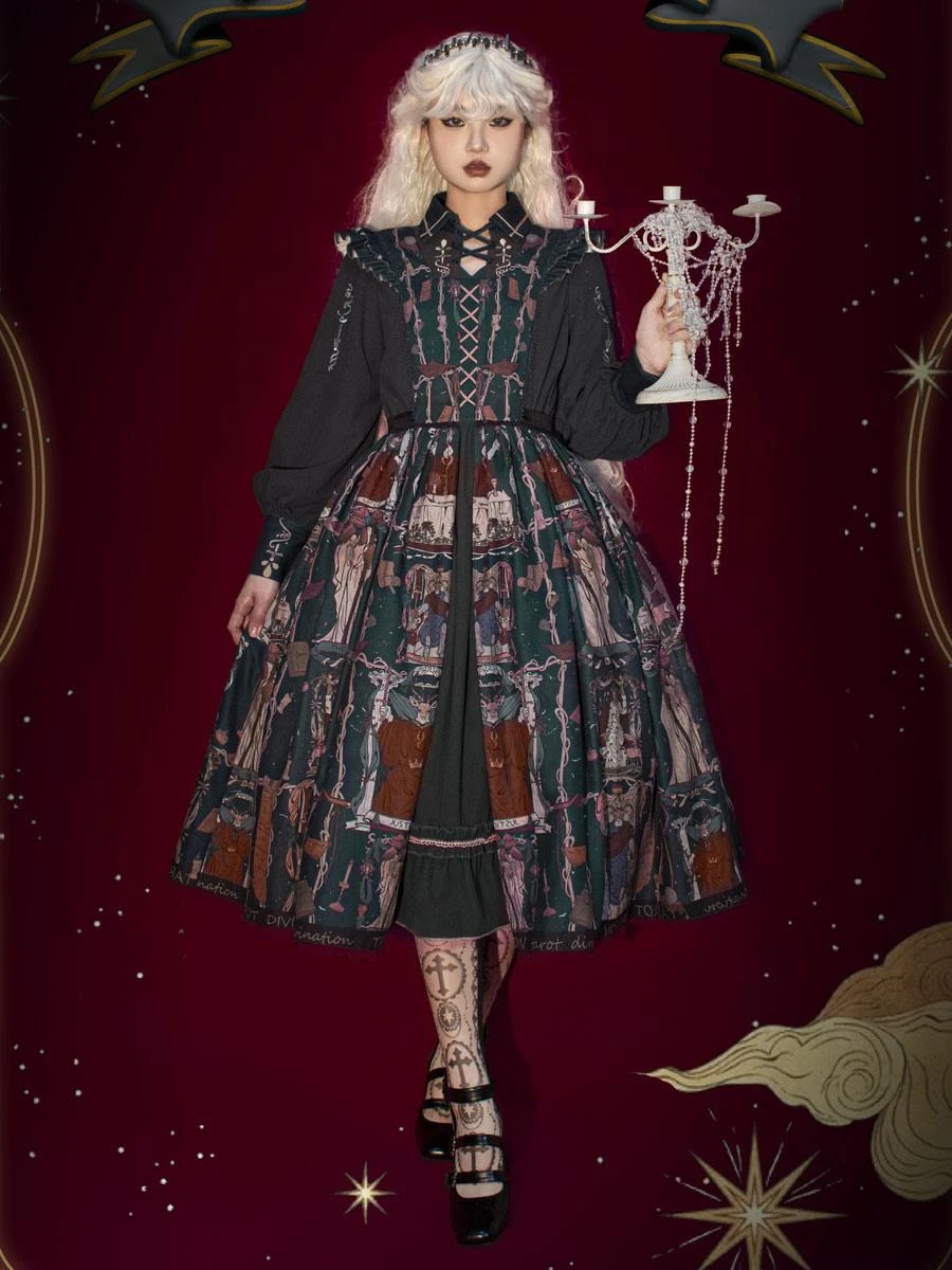 Sweet Lolita Outfits Black Patchwork Long Sleeves Dress - Image 2