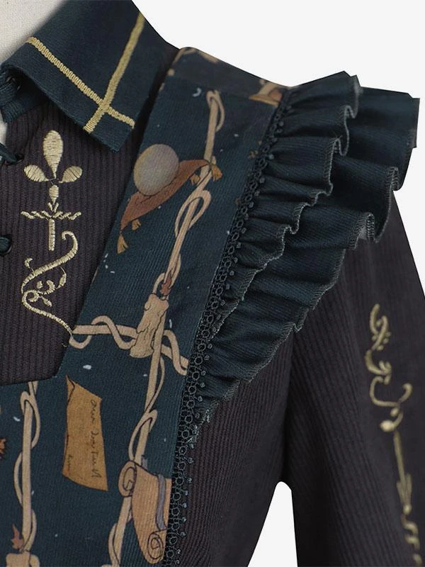 Sweet Lolita Outfits Black Patchwork Long Sleeves Dress - Image 6