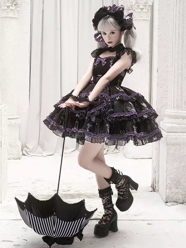 JSK Sweet Lolita Dress Polyester Sleeveless Jumper Sweet Hime Lolita Dress - Image 4