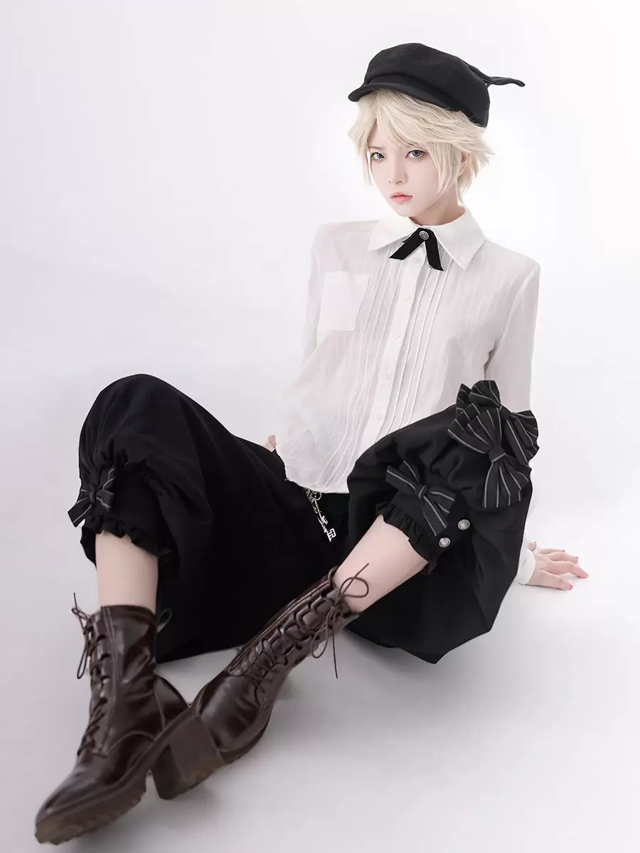 Gothic Lolita Ouji Fashion Bloomers Black Ruffles Cropped Shorts - Image 7