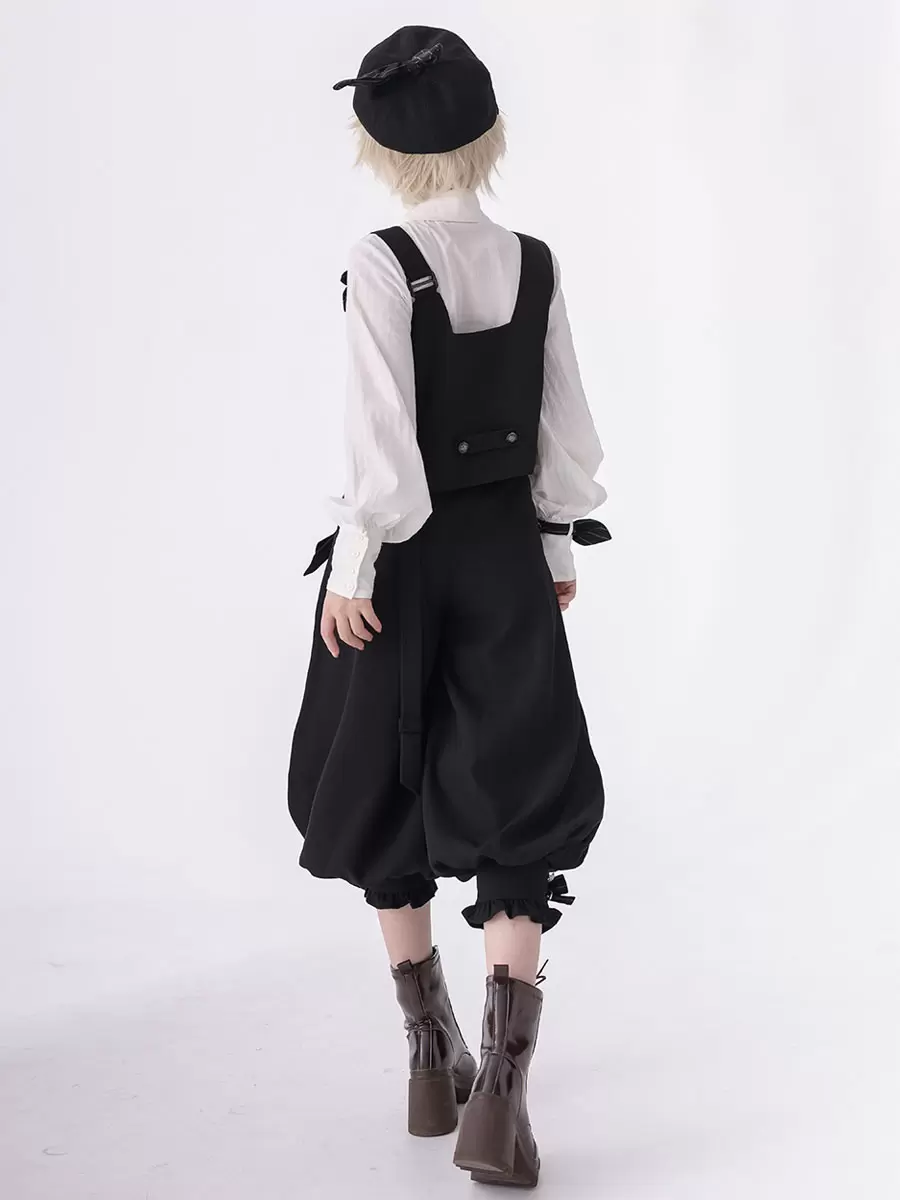 Gothic Lolita Ouji Fashion Bloomers Black Ruffles Cropped Shorts - Image 4