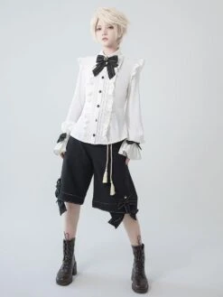 Gothic Lolita Ouji Fashion Bloomers Bows Straight Black Shorts