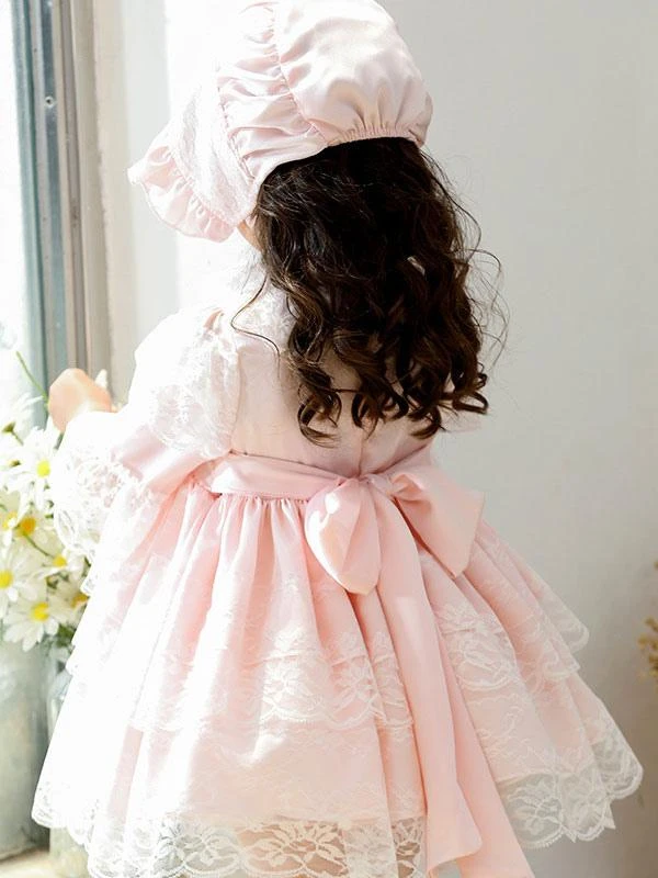 Polyester Daily Casual Lace Short Sleeves Polyester Fall Dress ROCOCO Style Pink Kids' Lolita Dresses - Image 8