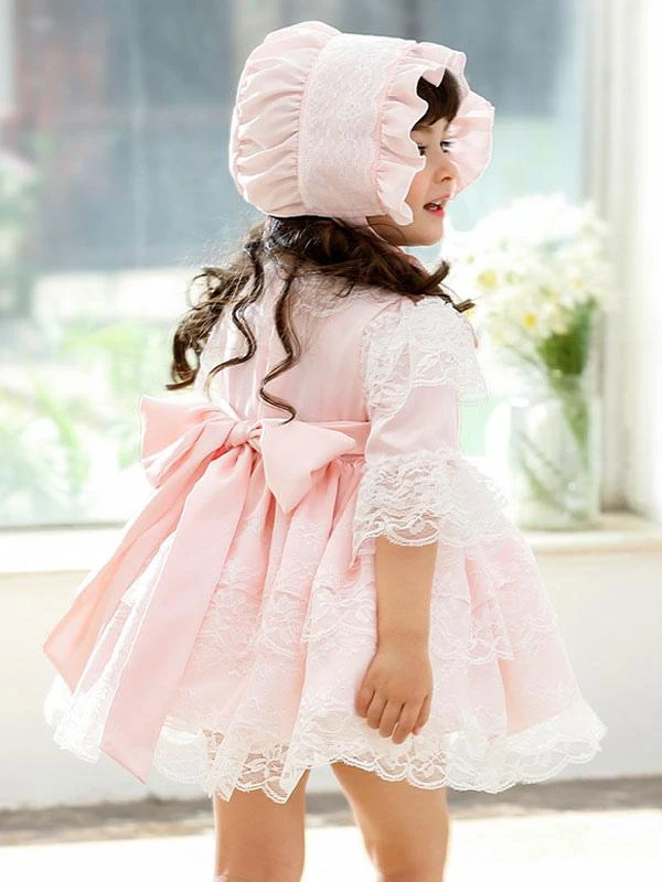 Polyester Daily Casual Lace Short Sleeves Polyester Fall Dress ROCOCO Style Pink Kids' Lolita Dresses - Image 7