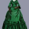 Green Retro Costumes Women's Marie Antoinette Costume Floral Print Ruffles Polyester Tunic Dress Retro Masquerade Ball Gown