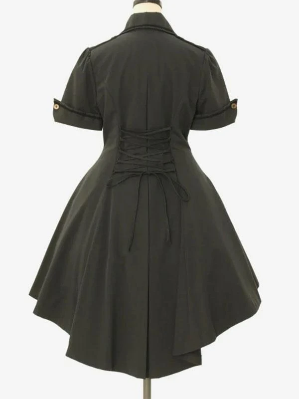 Military Lolita Dress Short Sleeves Double Line Classic Lolita Dress - Image 3