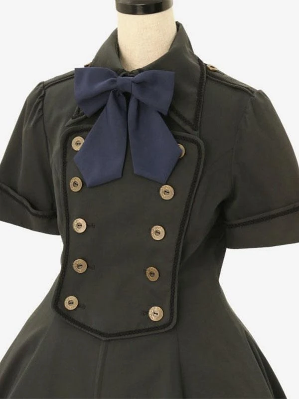 Military Lolita Dress Short Sleeves Double Line Classic Lolita Dress - Image 2