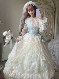 Sweet Lolita Wedding Dress Polyester Short Sleeves Dress Lolita Dress