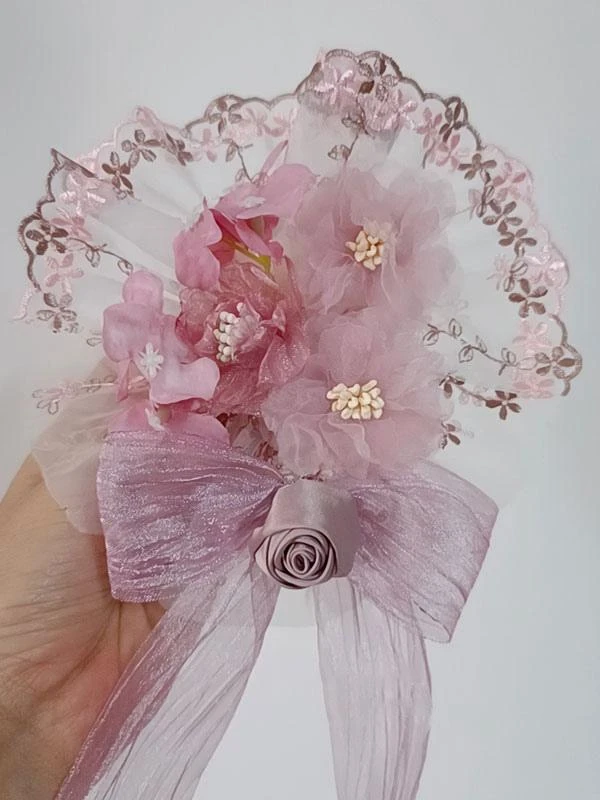 ROCOCO Style Lolita Accessories Pink Flowers Bows Polyester Headwear Miscellaneous - Image 3