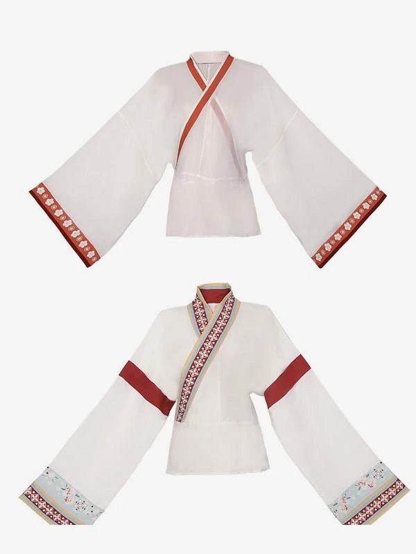 Chinese Style Lolita Outfits Red Floral Print Long Sleeves Skirt Overcoat - Image 6