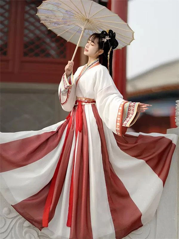 Chinese Style Lolita Outfits Red Floral Print Long Sleeves Skirt Overcoat - Image 4