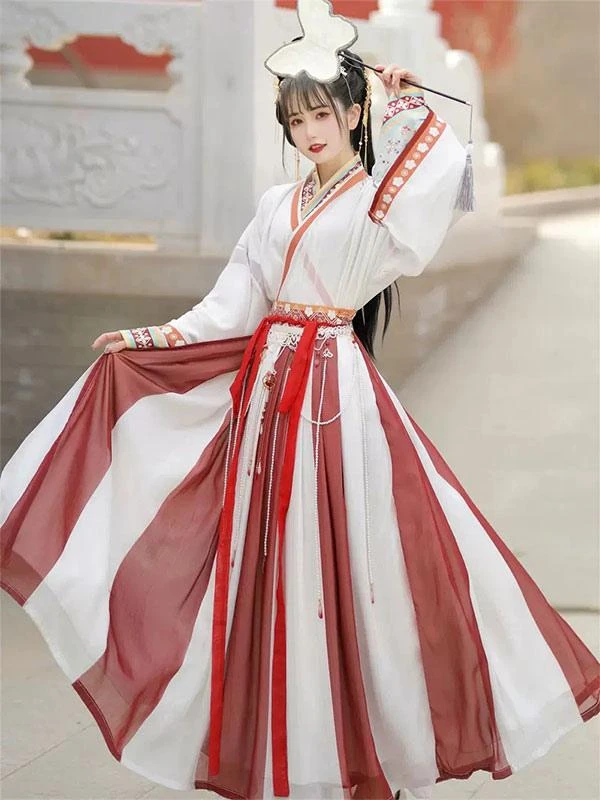 Chinese Style Lolita Outfits Red Floral Print Long Sleeves Skirt Overcoat - Image 3