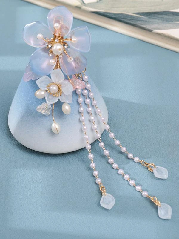 Chinese Style Lolita Accessories Light Sky Blue Pearls Chains Accessory Metal Miscellaneous - Image 6