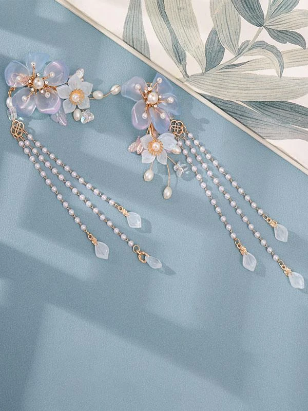 Chinese Style Lolita Accessories Light Sky Blue Pearls Chains Accessory Metal Miscellaneous - Image 5