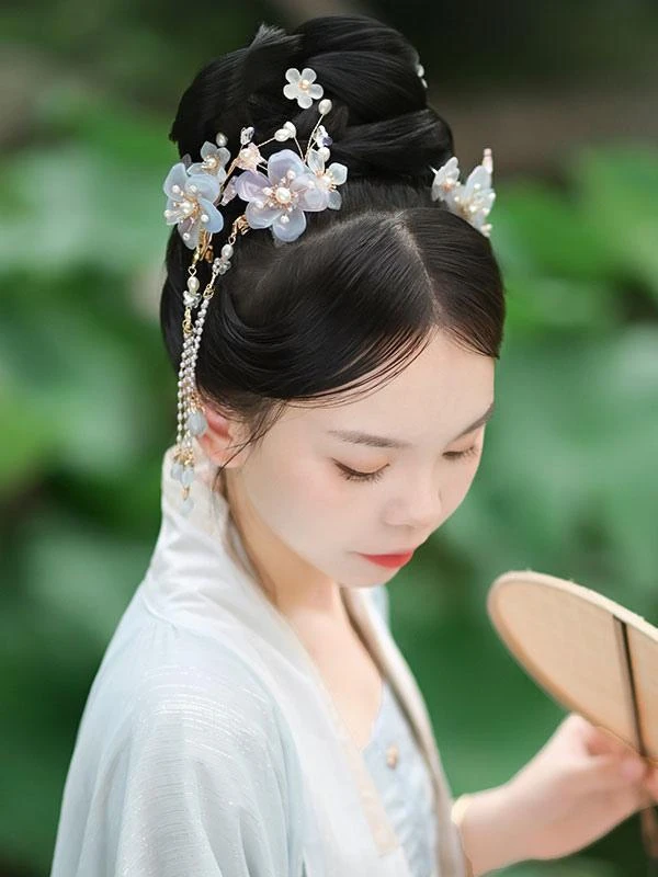 Chinese Style Lolita Accessories Light Sky Blue Pearls Chains Accessory Metal Miscellaneous - Image 4