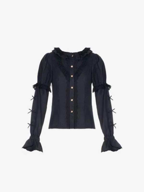 Gothic Lolita Blouses Ruffles Long Sleeves Blouse Lolita Top Black Lolita Shirt - Image 7