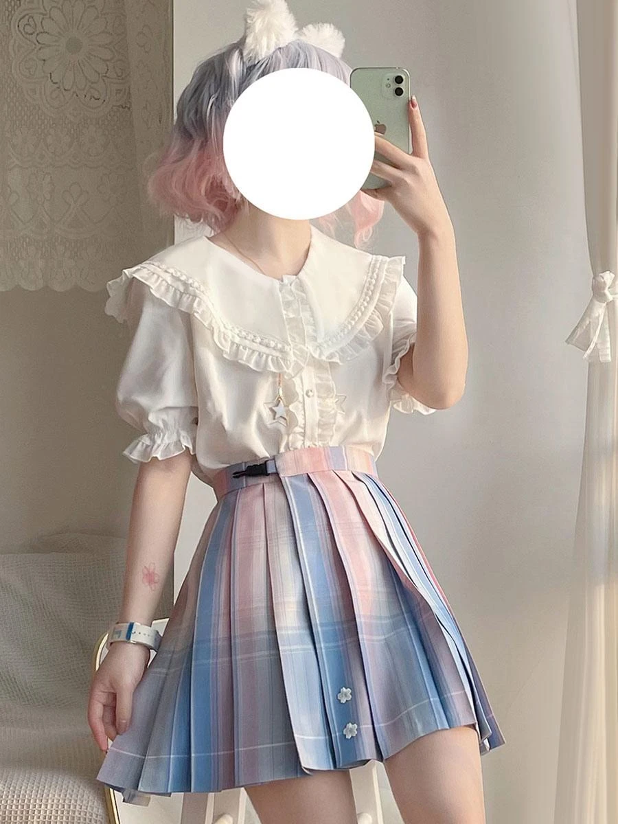 Academic Lolita SK Light Sky Blue Ombre Lolita Skirts - Image 7